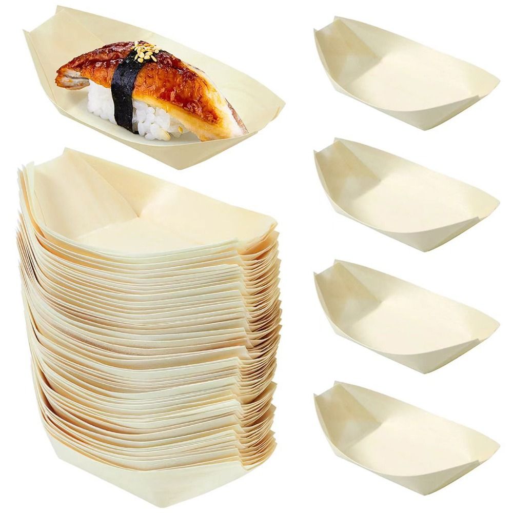 Food In Japanese Snacks - 50 PEÇAS Prato Descartável de Madeira