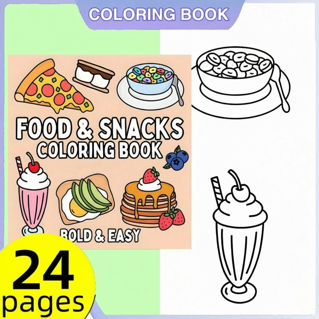 Novo Livro de Colorir com Tema - Food Snacks Coloring Book avaliação e preço