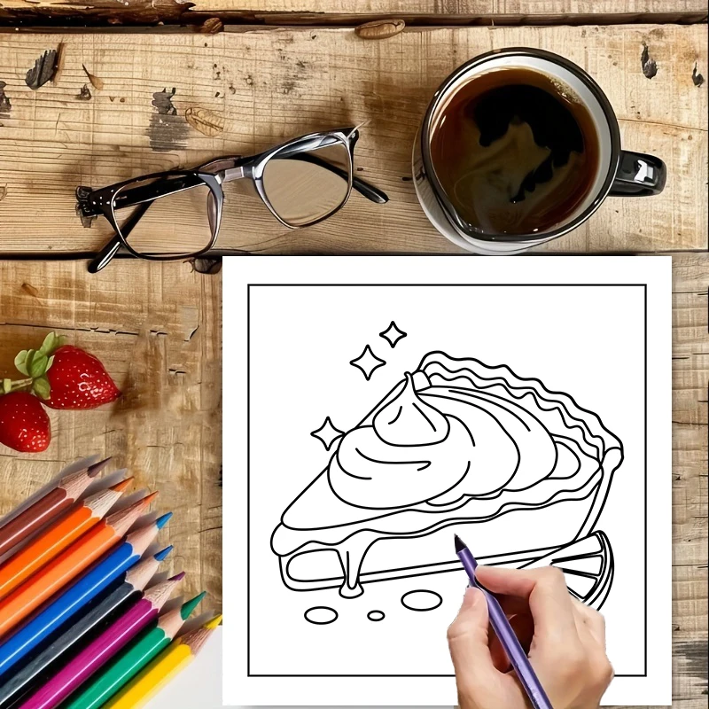 Livro de Colorir Fácil de Comi - Food Snacks Coloring Book avaliação e preço