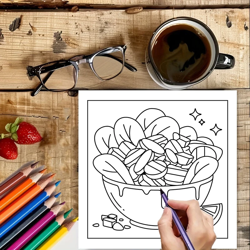 Livro de Colorir Fácil de Comi - Food Snacks Coloring Book avaliação e preço