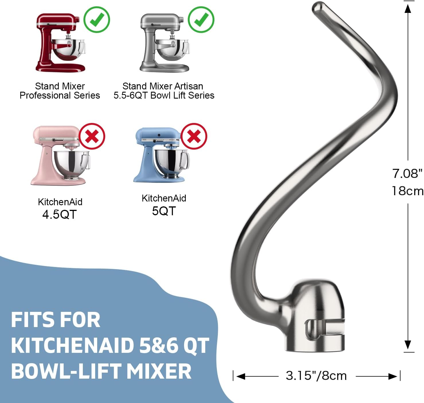 Gancho de massa de aço inoxidá - Kitchenaid Mixer Pro 600 avaliação e preço